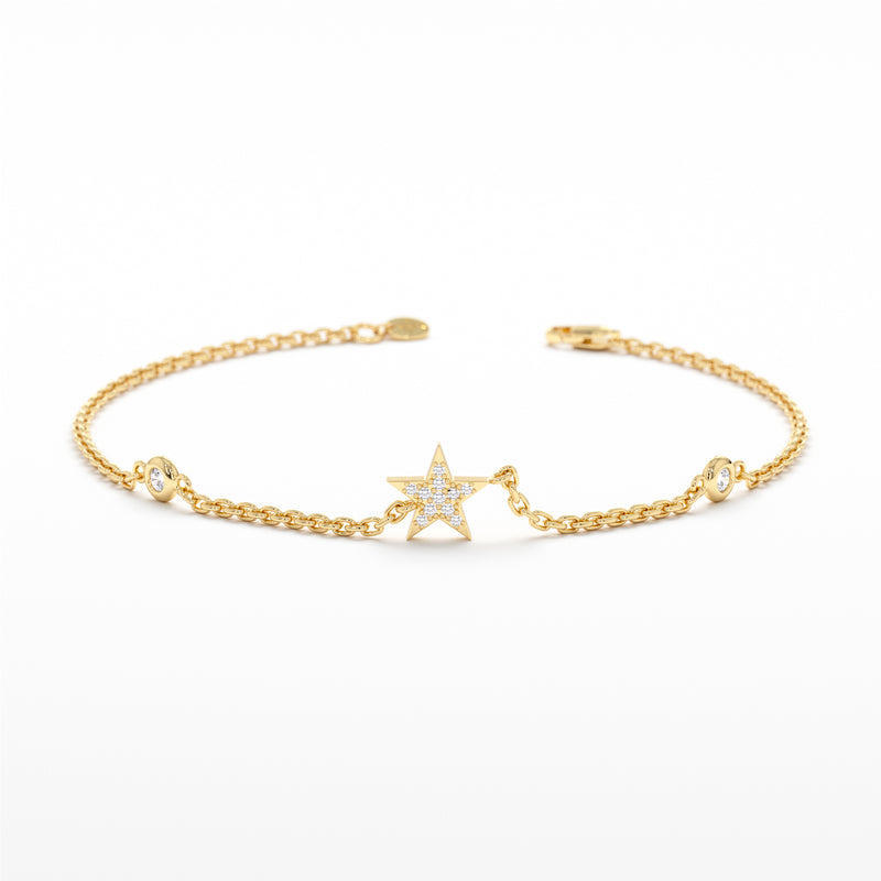 Solid Gold Diamond Star Bracelet