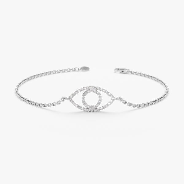 White Gold All Diamond Evil Eye Bracelet