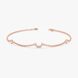 Rose Gold Diamond Moon Bracelet
