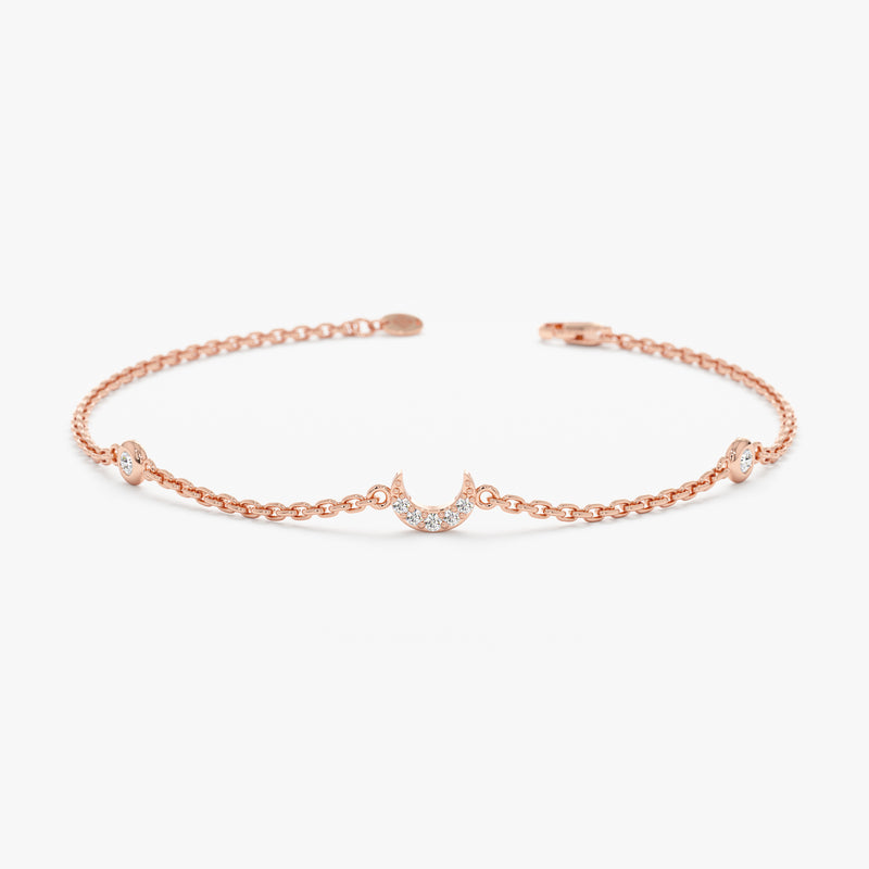 Rose Gold Diamond Moon Bracelet