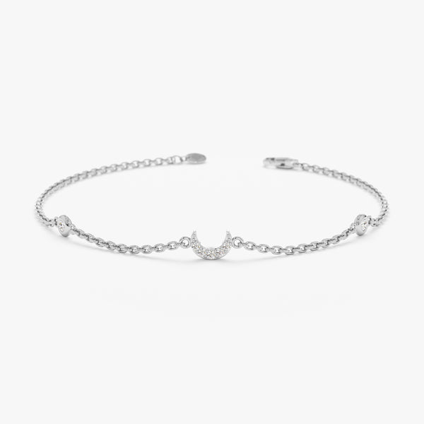 White Gold Diamond Moon Bracelet
