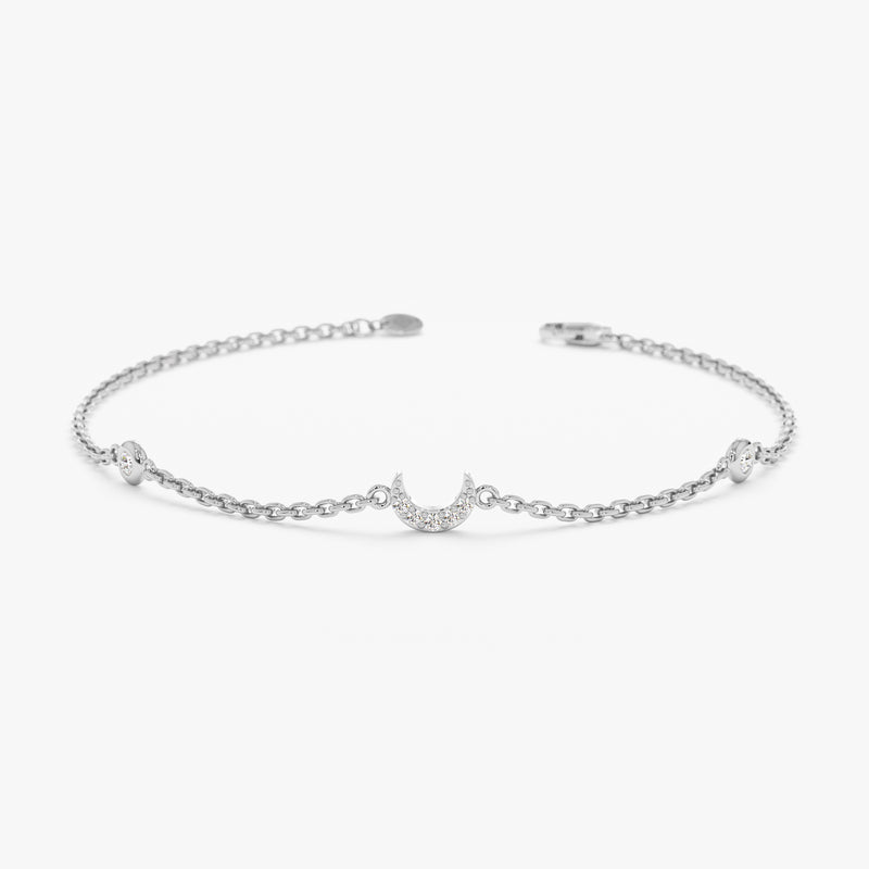 White Gold Diamond Moon Bracelet
