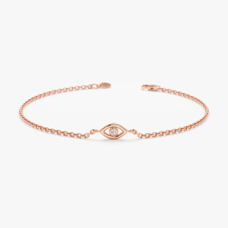 Rose Gold Diamond Evil Eye Bracelet