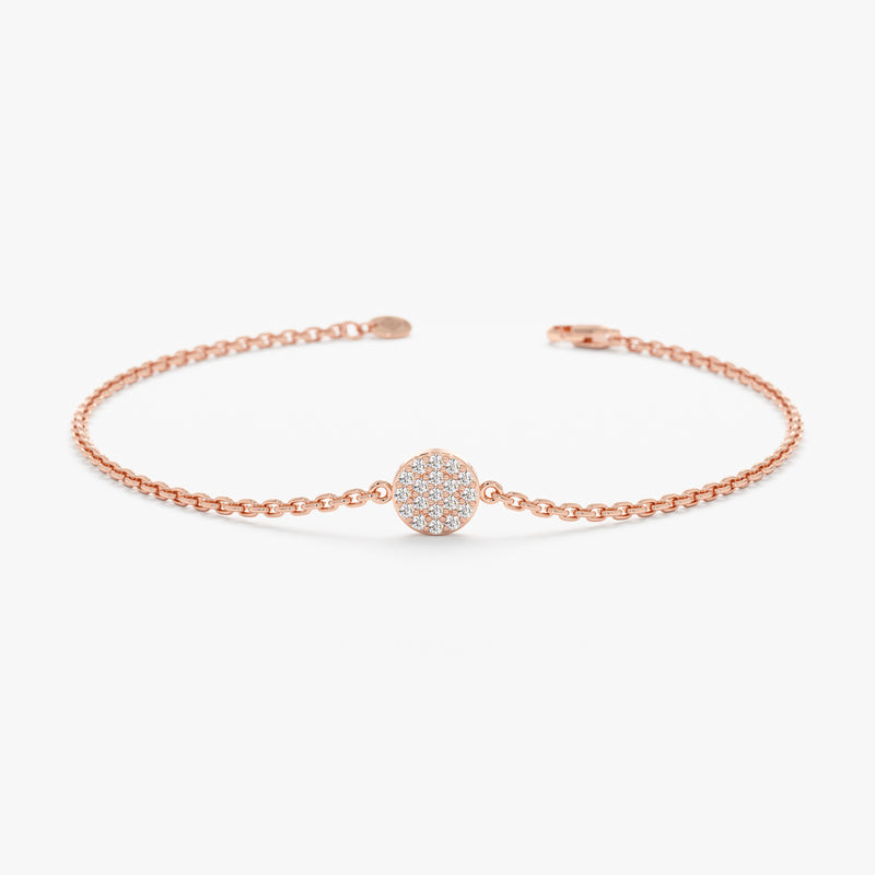 Rose Gold Pave Diamond Disc Bracelet