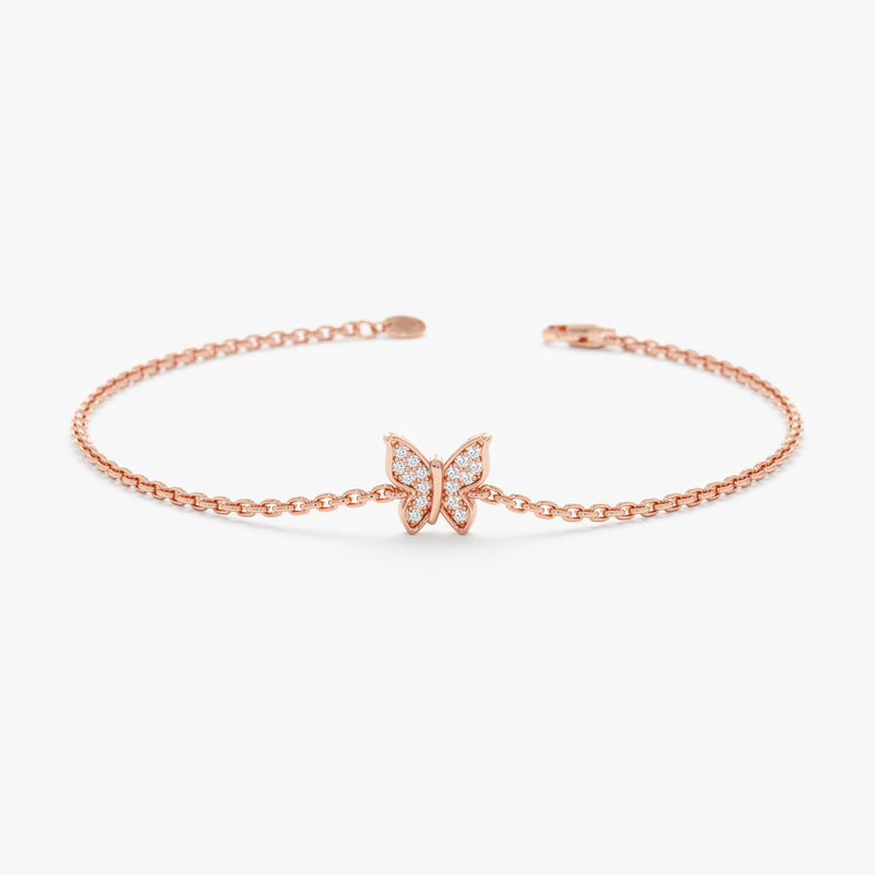 Rose Gold Diamond Butterfly Bracelet