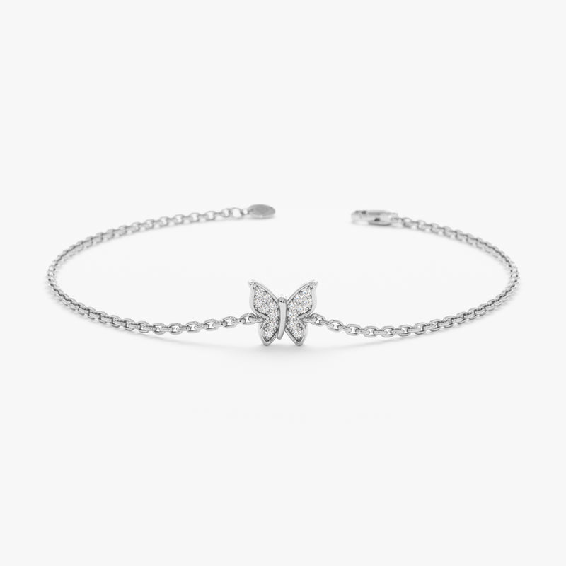 White Gold Diamond Butterfly Bracelet