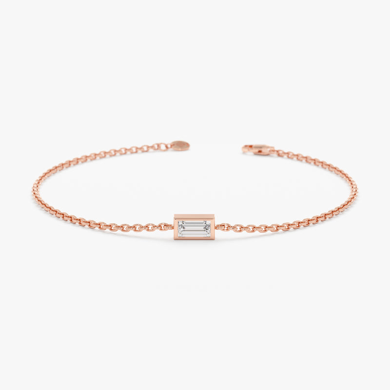 Rose Gold Diamond Baguette Bracelet