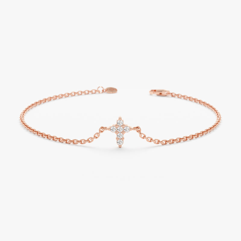 Rose Gold Diamond Cross Bracelet