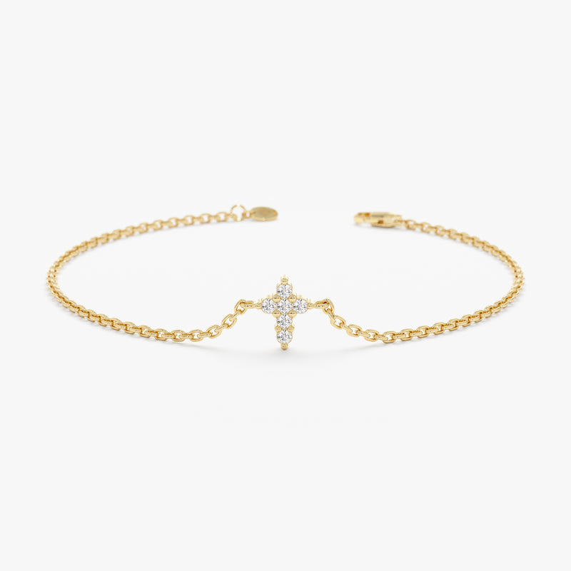 Gold Diamond Cross Bracelet