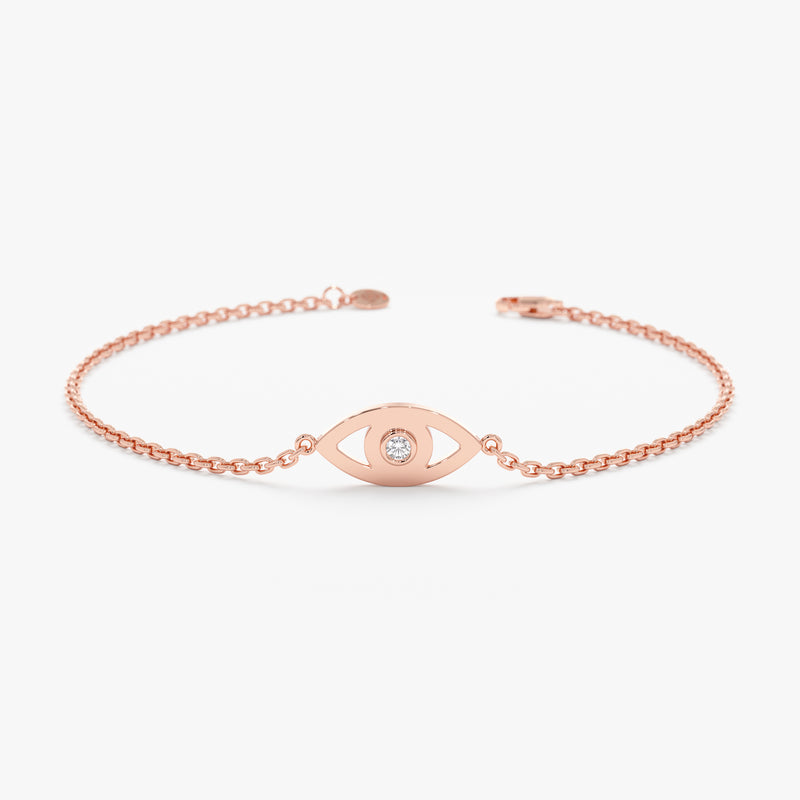 Rose Gold Diamond Evil Eye Bracelet