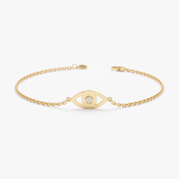 Handmade Gold and Diamond Evil Eye Bracelet
