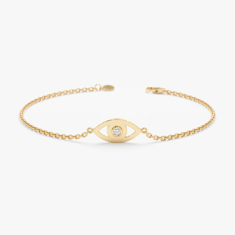 Handmade Gold and Diamond Evil Eye Bracelet