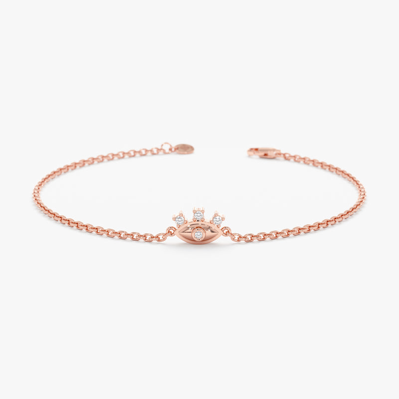 Rose Gold Diamond Evil Eye Bracelet