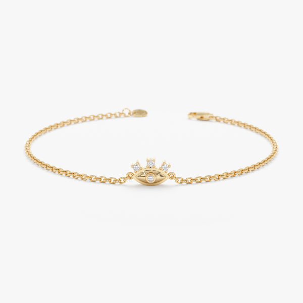Solid Gold Diamond Evil Eye Bracelet