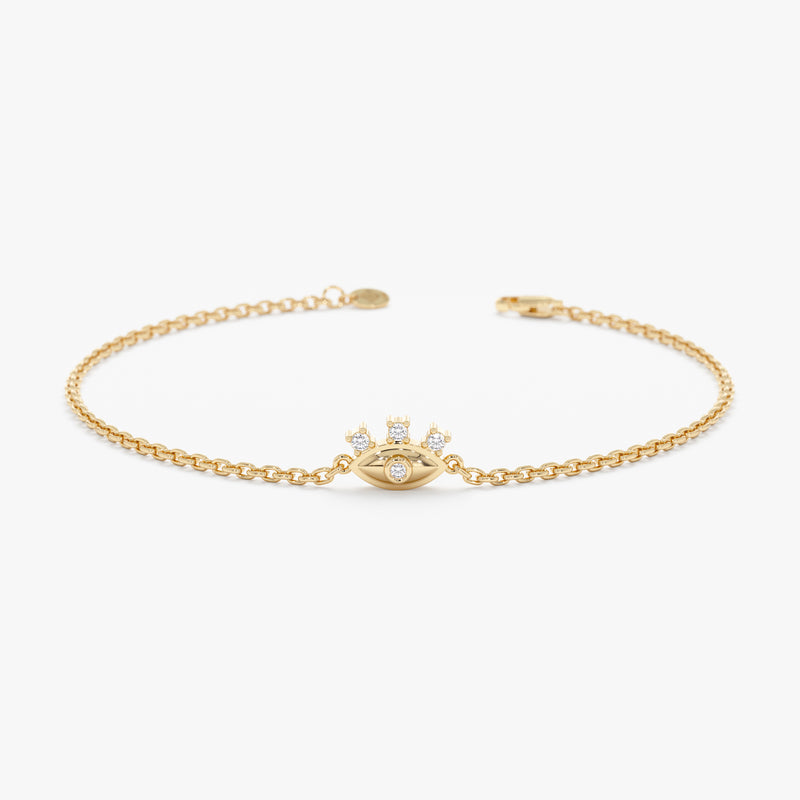 Solid Gold Diamond Evil Eye Bracelet