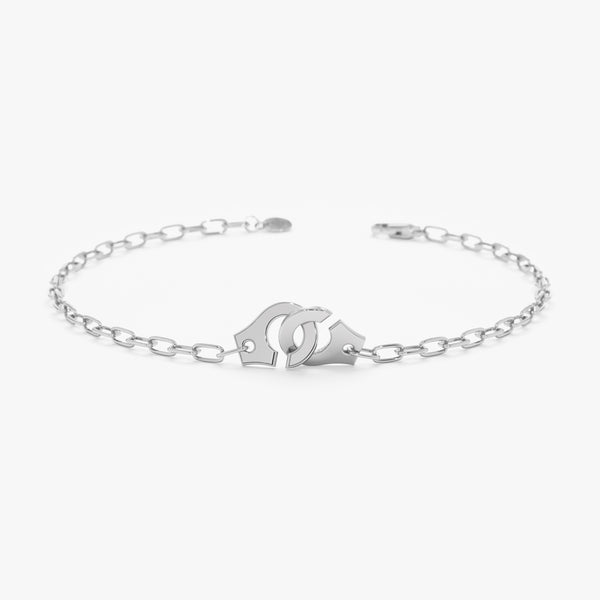 White Gold Paperclip Handcuff Bracelet