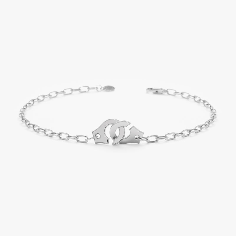 White Gold Paperclip Handcuff Bracelet
