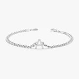 White Gold Diamond Initial Cuban Chain Bracelet