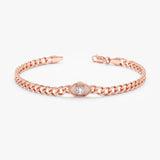 Rose Gold Diamond Miami Chain Lucky Eye Bracelet