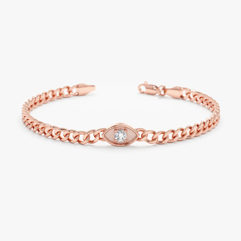 Rose Gold Diamond Miami Chain Lucky Eye Bracelet