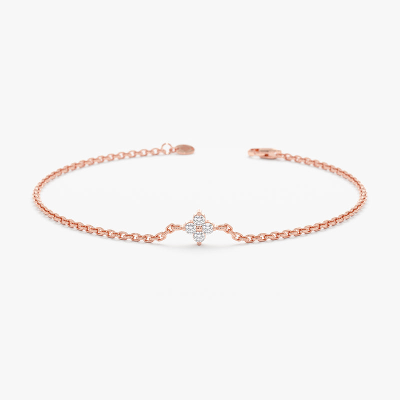 Rose Gold Diamond Clover Bracelet
