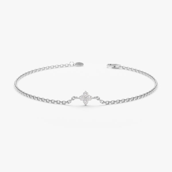 White Gold Diamond Clover Bracelet