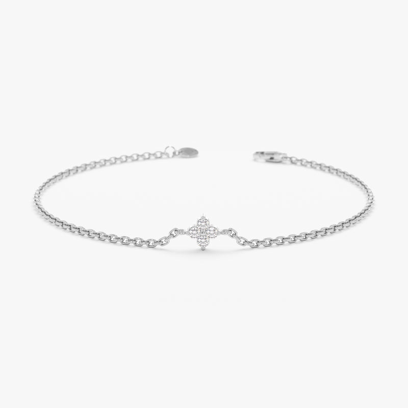 White Gold Diamond Clover Bracelet