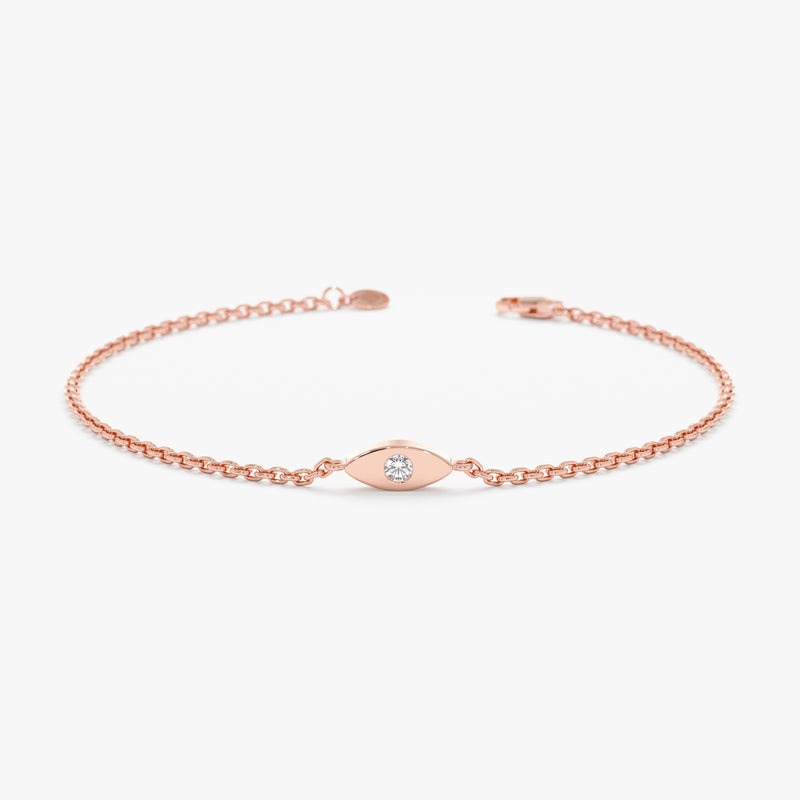 Rose Gold Handmade Diamond Evil Eye Bracelet