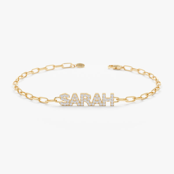 Paperclip Chain Diamond Name Bracelet