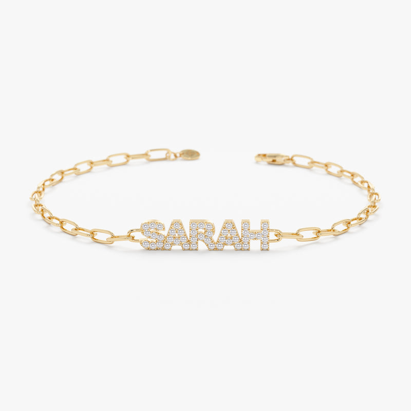 Paperclip Chain Diamond Name Bracelet