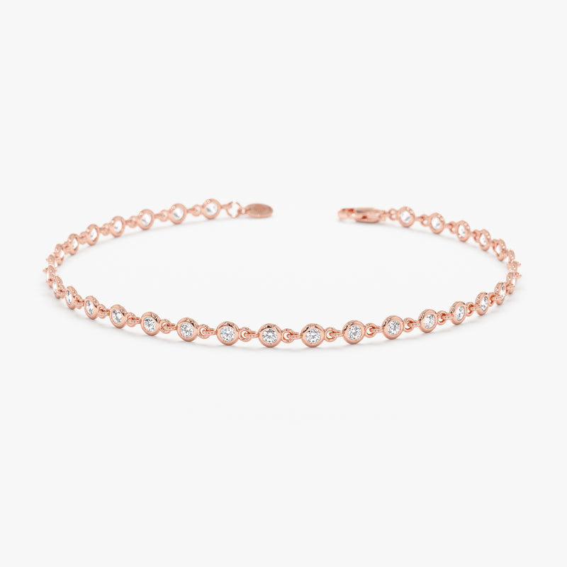 Rose Gold Diamond Bezel Tennis Bracelet