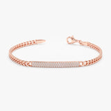 Rose Gold Diamond Cuban Chain ID Bracelet