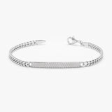 White Gold Diamond Cuban Chain ID Bracelet