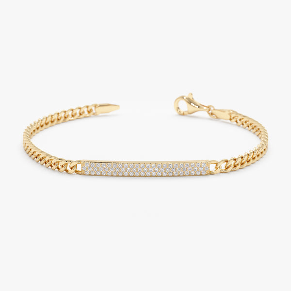 Diamond Cuban Chain ID Bracelet