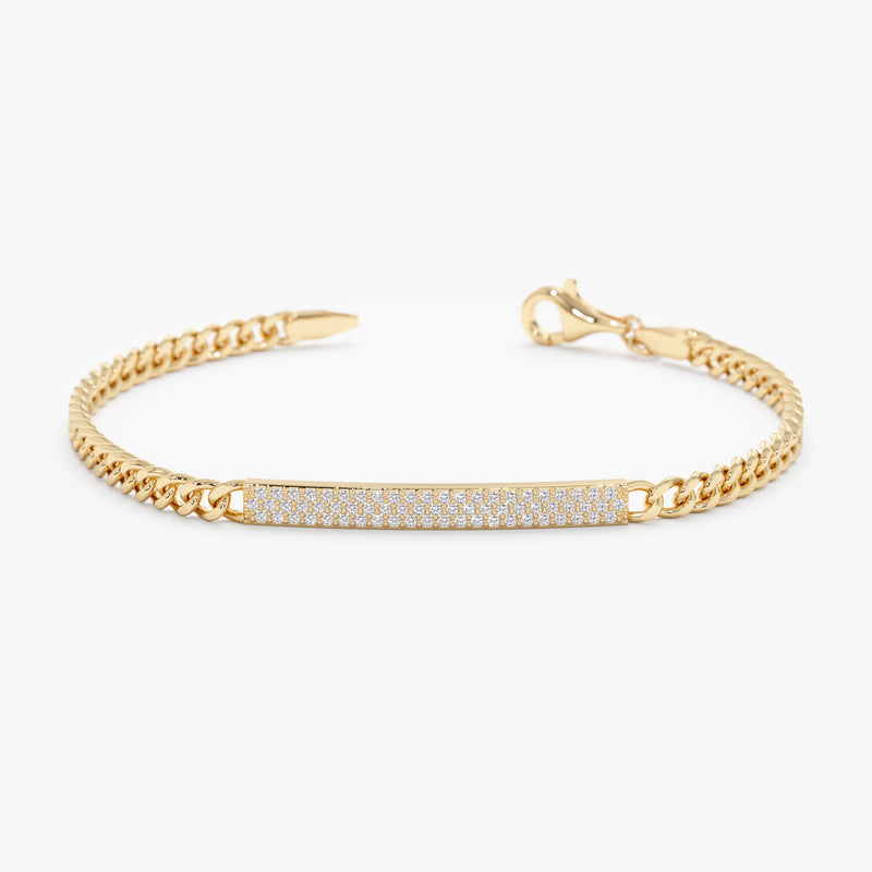 Diamond Cuban Chain ID Bracelet