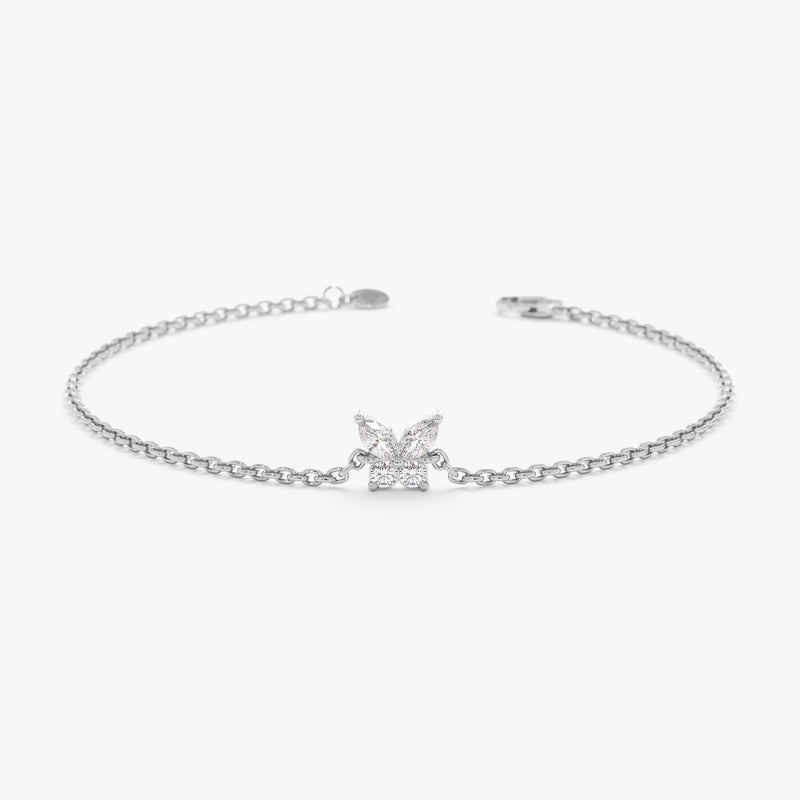 White Gold Marquise Butterfly Bracelet