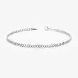 White Gold Bezel Diamond Cuban Chain Bracelet