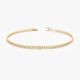Bezel Diamond Cuban Chain Bracelet