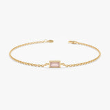 yellow gold rose quartz cable chain bracelet