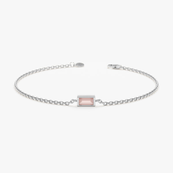white gold rose quartz bracelet