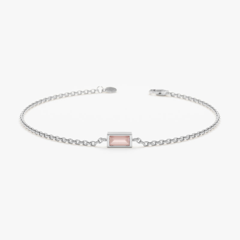 white gold rose quartz bracelet
