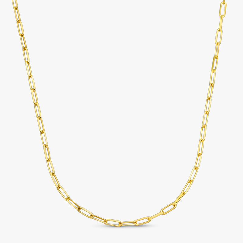 Solid Gold Paperclip Chain Necklace