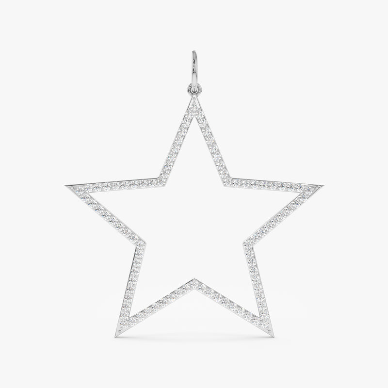 White Gold Large Diamond Star Charm