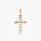 Yellow Gold Bezel Diamond Cross Pendant