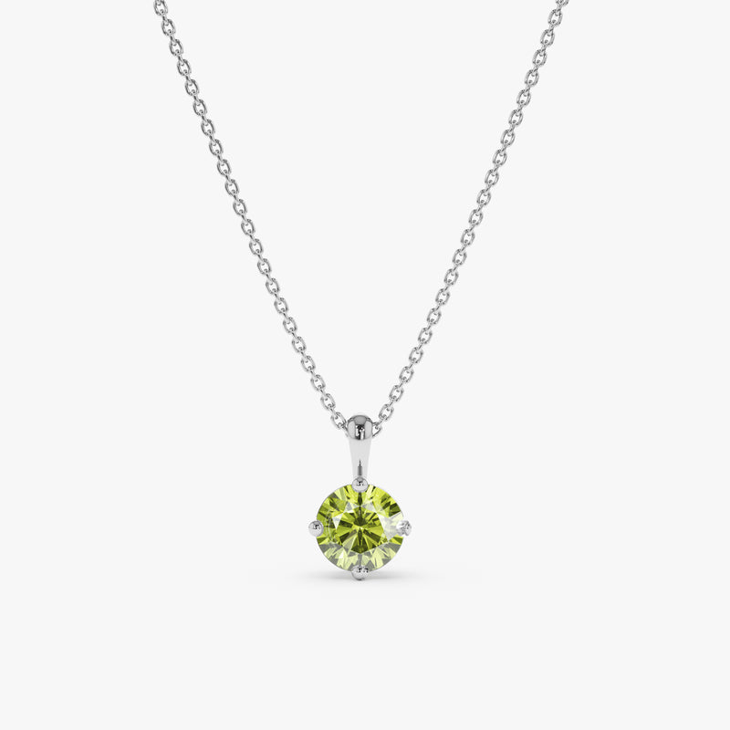 White Gold Natural Peridot Pendant