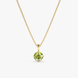 Yellow Gold Prong Set Peridot Necklace
