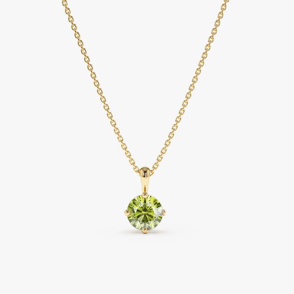 Yellow Gold Prong Set Peridot Necklace