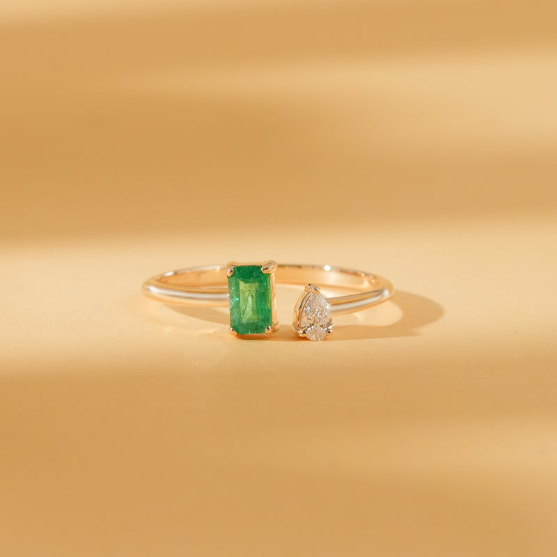 natural emerald and diamond handmade band