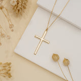 solid gold Christian cross pendant Necklace