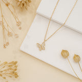 Handmade gold butterfly necklace